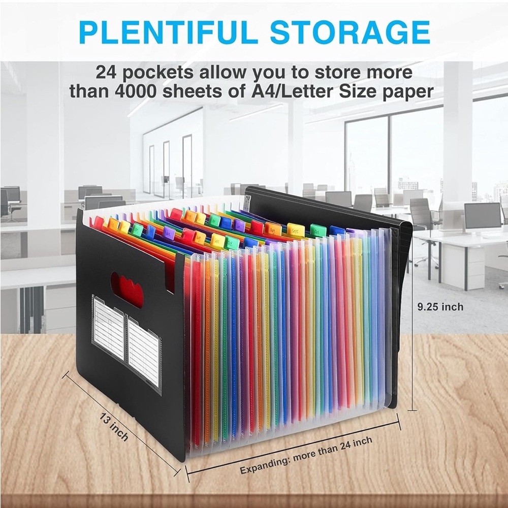 24 Pockets Expanding File Folder with Blank Labels, According File Organizer - Picture 5 of 9